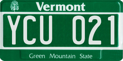 VT license plate YCU021