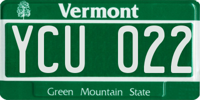 VT license plate YCU022