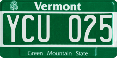 VT license plate YCU025