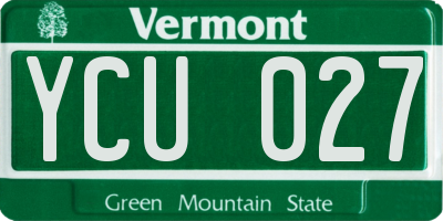 VT license plate YCU027