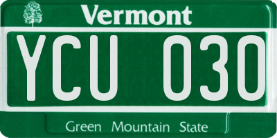 VT license plate YCU030