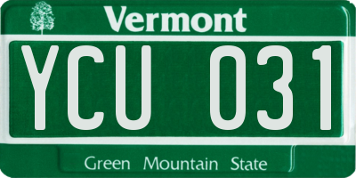 VT license plate YCU031