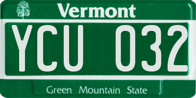 VT license plate YCU032