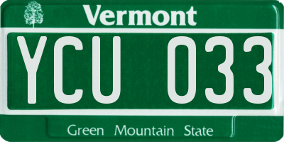 VT license plate YCU033