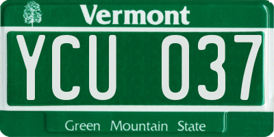 VT license plate YCU037