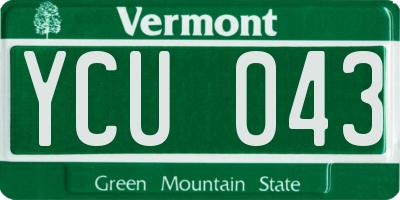 VT license plate YCU043