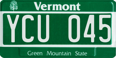 VT license plate YCU045