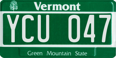 VT license plate YCU047