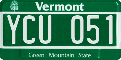 VT license plate YCU051
