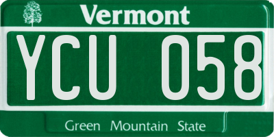 VT license plate YCU058