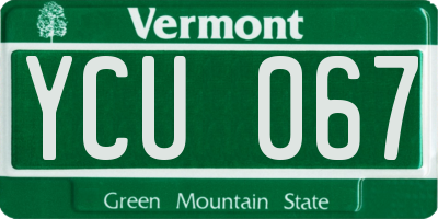 VT license plate YCU067