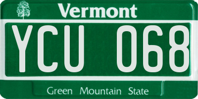 VT license plate YCU068