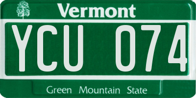 VT license plate YCU074
