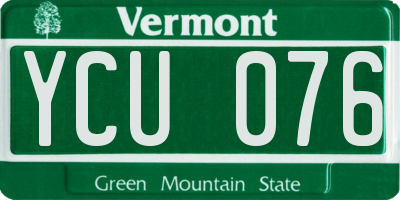 VT license plate YCU076