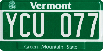 VT license plate YCU077