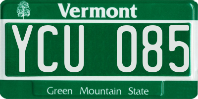 VT license plate YCU085