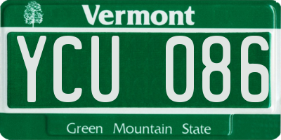 VT license plate YCU086