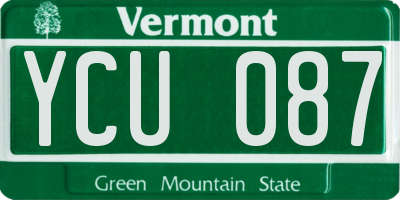 VT license plate YCU087