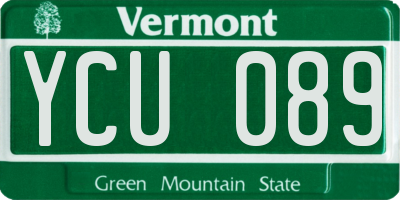 VT license plate YCU089