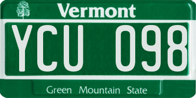 VT license plate YCU098