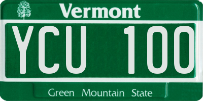 VT license plate YCU100