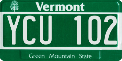 VT license plate YCU102