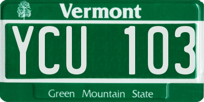 VT license plate YCU103