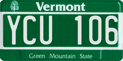 VT license plate YCU106