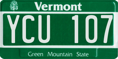 VT license plate YCU107