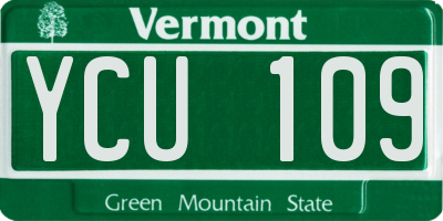 VT license plate YCU109