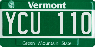 VT license plate YCU110