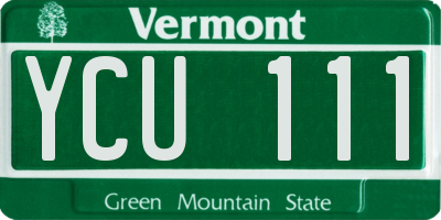 VT license plate YCU111