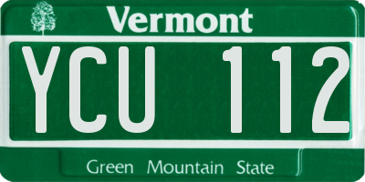VT license plate YCU112