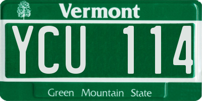 VT license plate YCU114