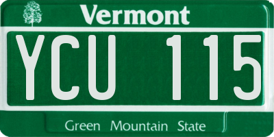 VT license plate YCU115