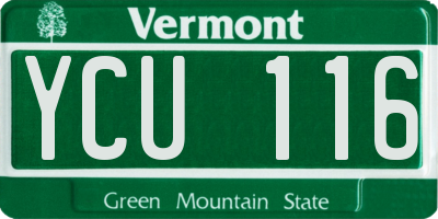 VT license plate YCU116