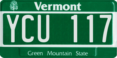 VT license plate YCU117