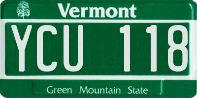 VT license plate YCU118