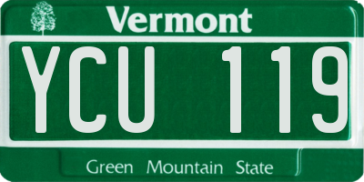 VT license plate YCU119