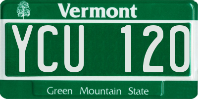 VT license plate YCU120