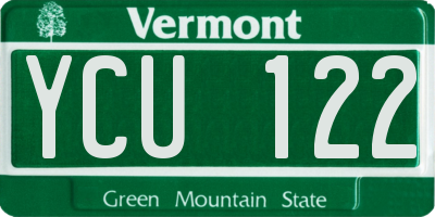 VT license plate YCU122