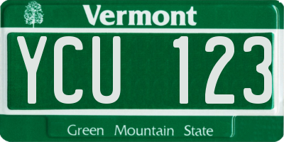 VT license plate YCU123