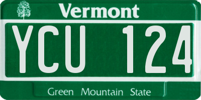 VT license plate YCU124