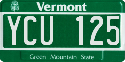VT license plate YCU125