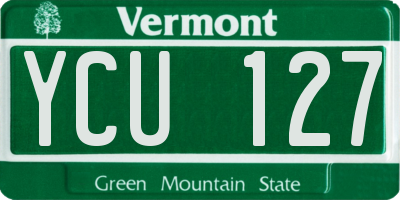 VT license plate YCU127