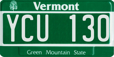 VT license plate YCU130