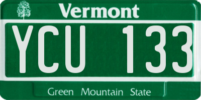 VT license plate YCU133