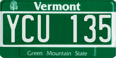 VT license plate YCU135