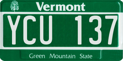 VT license plate YCU137