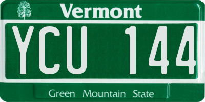 VT license plate YCU144